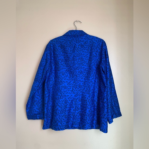 Vintage Chicos Design Silk Beaded Embroidered eyelet Jacket blouse Women Size 2 - Picture 5 of 7